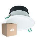 Opakowanie 4x Philips LED Downlight Coreline DN142B Aluminium Valkoinen 11W 1200lm 60D - 830 Ciepła Biel | Aukko 155mm - IP20 - Valkoinen Reflektor